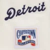 Detroit tigers retro classic womens full snap satin varsity jacket cream 1