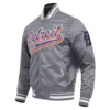 Detroit tigers script tail satin varsity jacket gray 2