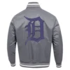 Detroit tigers script tail satin varsity jacket gray 3