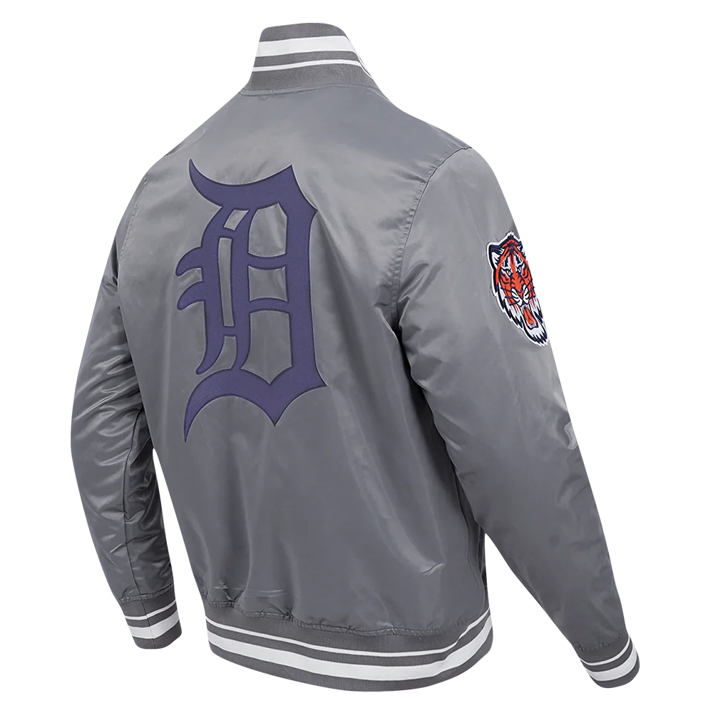 Detroit tigers script tail satin varsity jacket gray 4