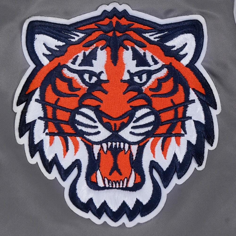 Detroit tigers script tail satin varsity jacket gray 6