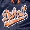 Detroit tigers script tail satin varsity jacket navy 11