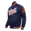 Detroit tigers script tail satin varsity jacket navy 2