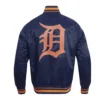 Detroit tigers script tail satin varsity jacket navy 3