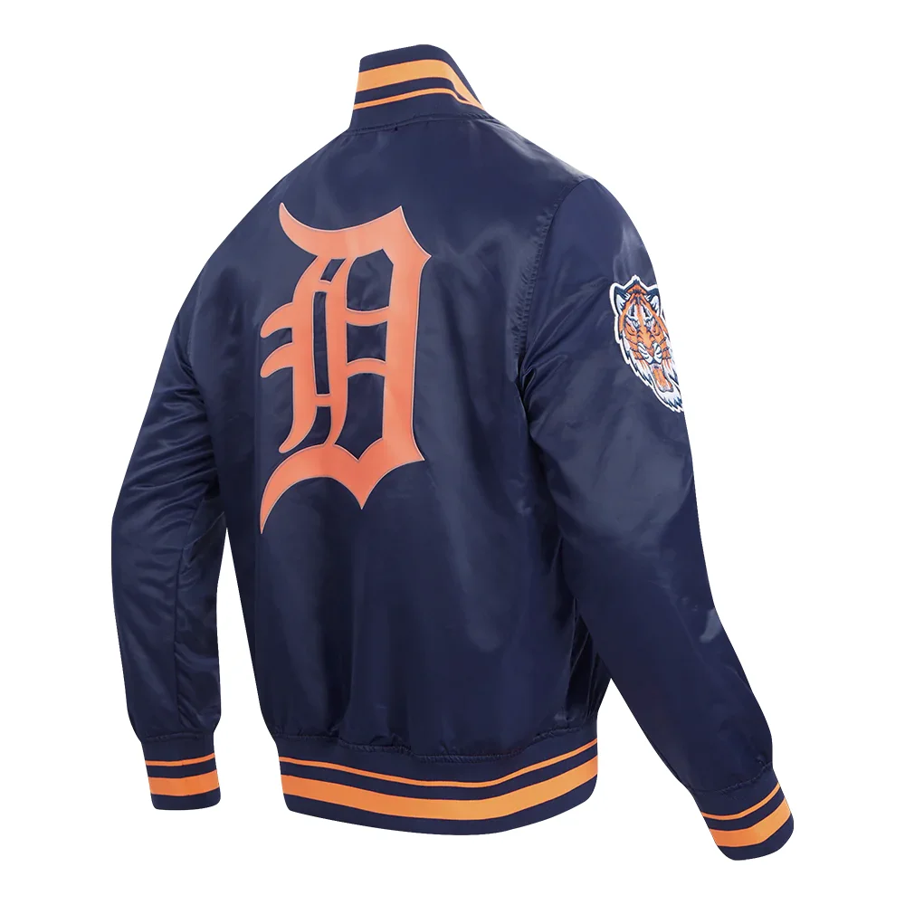 Detroit tigers script tail satin varsity jacket navy 4