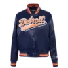 Detroit tigers script tail satin varsity jacket navy 7