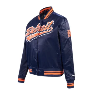 Detroit tigers script tail satin varsity jacket navy 8