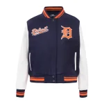 Detroit Tigers Script Tail Wool/Leather Jacket