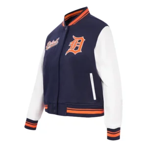 Detroit tigers script tail wool varsity jacket navywhite 2