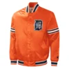 Detroit tigers slider full snap satin varsity jacket orange 2