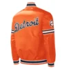 Detroit tigers slider full snap satin varsity jacket orange 3