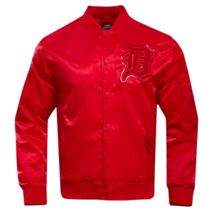 Detroit tigers triple red full snap satin varsity jacket 1 1