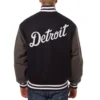 Detroit tigers two tone handcrafted logo wool varsity jacket black gray 2