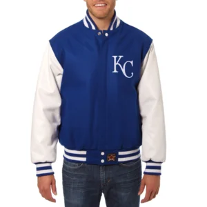 Detroit tigers two tone wool leather varsity jacket blue white 1