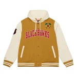 Chicago Blackhawks Brown/Cream Dusted Hooded Jacket