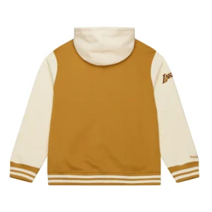 Dusted hooded los angeles lakers browncream polyester jacket