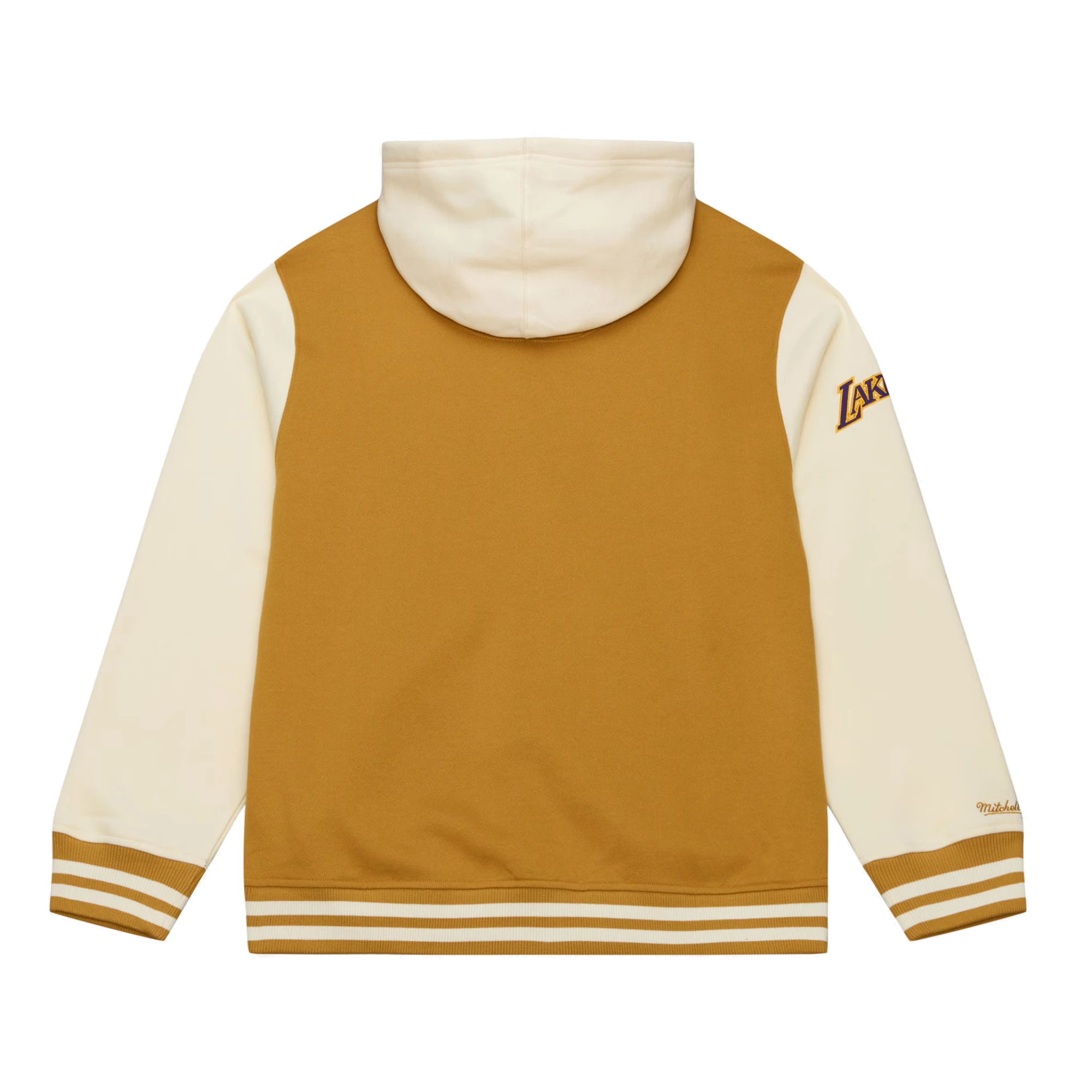 Dusted hooded los angeles lakers browncream polyester jacket