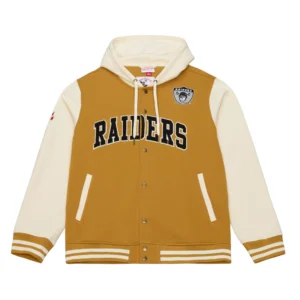 Dusted hooded oakland raiders polyester jacket