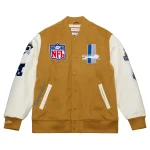 Detroit Lions Brown Wool/Leather Dusted Jacket
