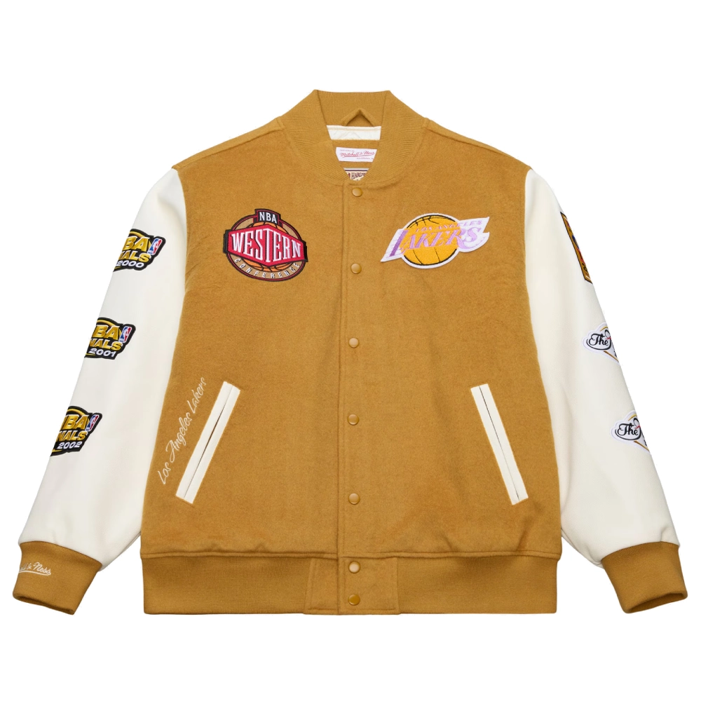 Dusted varsity los angeles lakers brown jacket