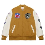 Oakland Raiders Brown Wool/Leather Dusted Jacket