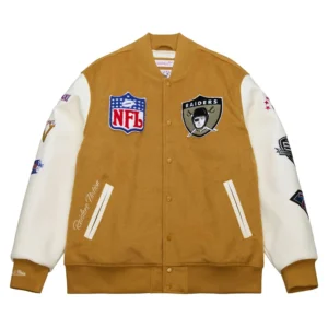 Dusted varsity oakland raiders brown jacket