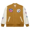 Dusted varsity pittsburgh steelers brown jacket