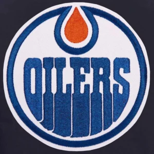 Edmonton oilers front hit navy wool jacket