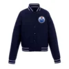 Edmonton oilers front hit wool varsity jacket