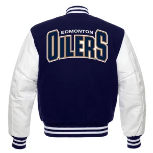 Edmonton oilers letterman wool leather varsity jacket 1 1