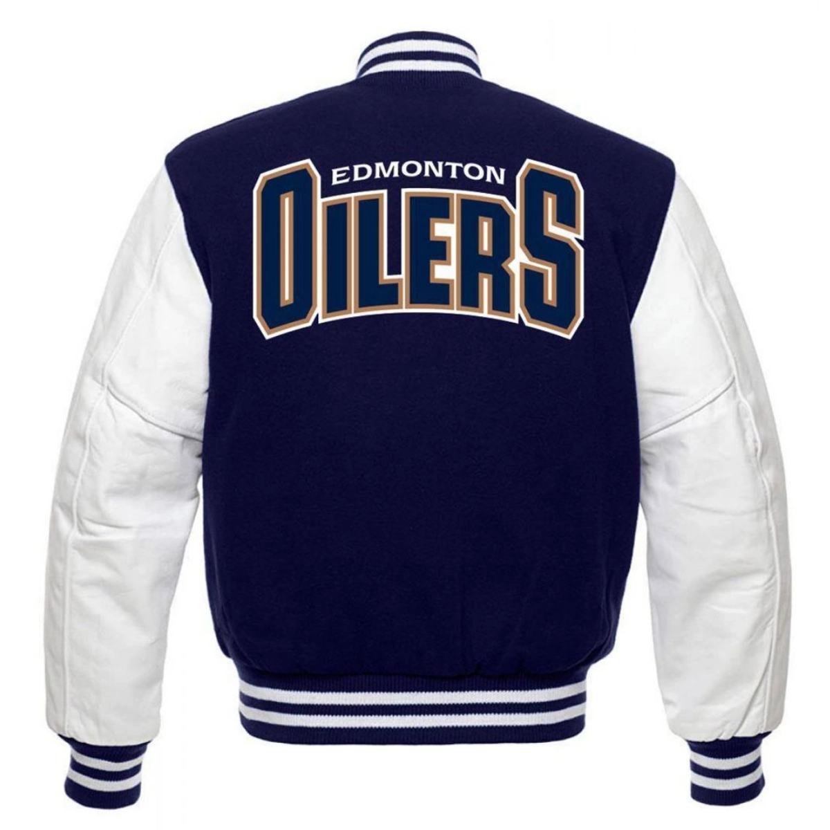 Edmonton oilers letterman wool leather varsity jacket 1 1