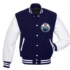 Edmonton oilers letterman wool leather varsity jacket 1