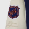 Edmonton oilers navy cream full snap wool varsity jacket