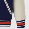 Edmonton oilers navy full snap wool leather varsity jacket