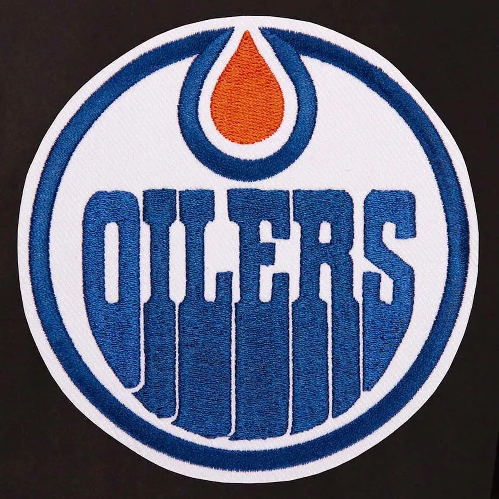 Edmonton oilers one color black varsity jacket