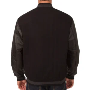 Edmonton oilers one color wool leather jacket