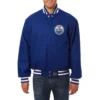 Edmonton oilers one color wool varsity jacket black 1