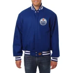 Edmonton Oilers One Color Blue Wool Jacket