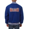 Edmonton oilers one color wool varsity jacket blue 1