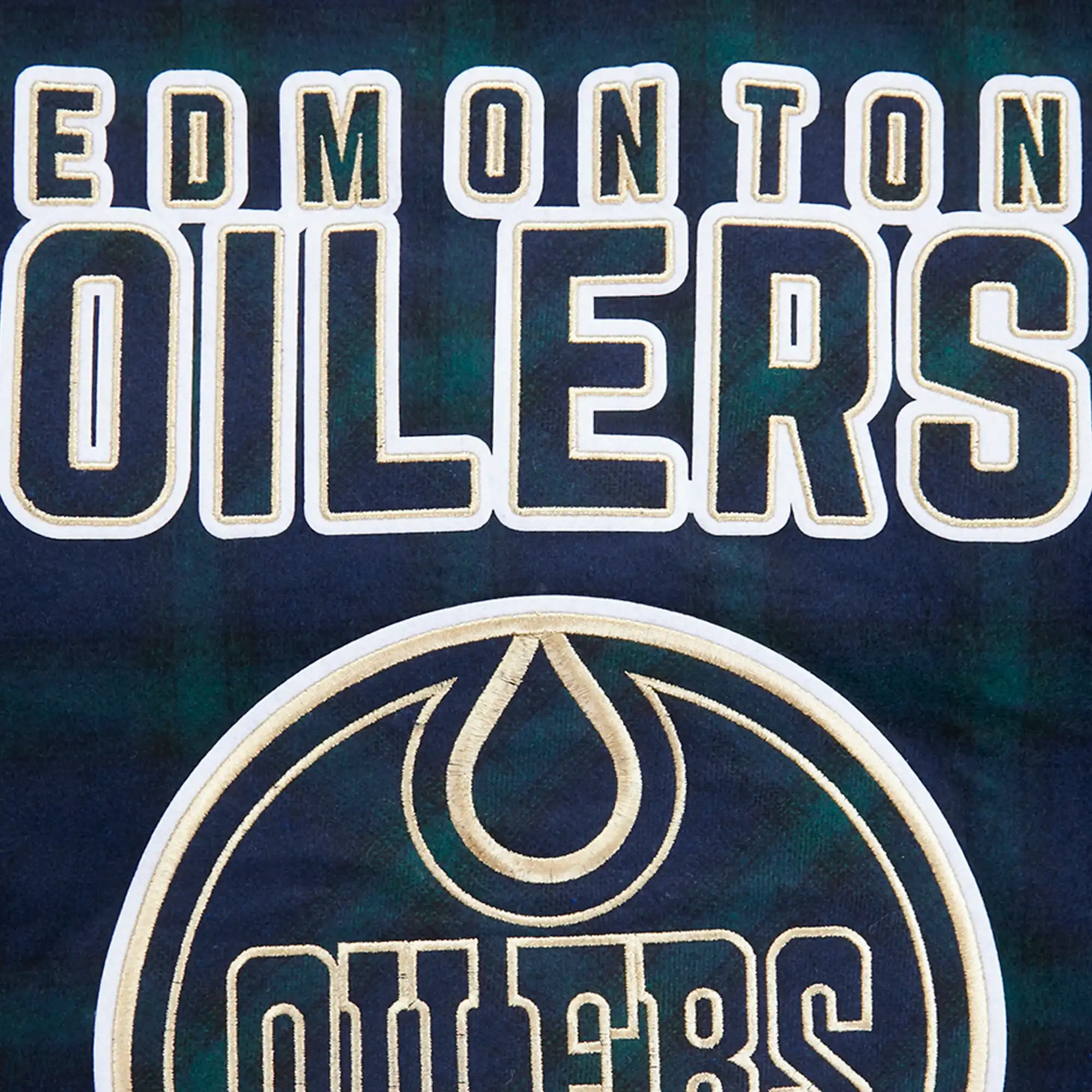 Edmonton oilers pro standard prep plaid navy wool leather varsity jacket 6