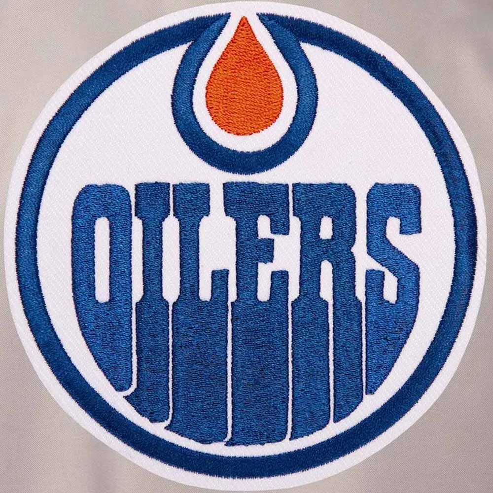 Edmonton oilers two tone gray varsity jacket