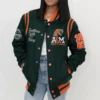 Florida am rattlers full snap wool bomber varsity green jacket