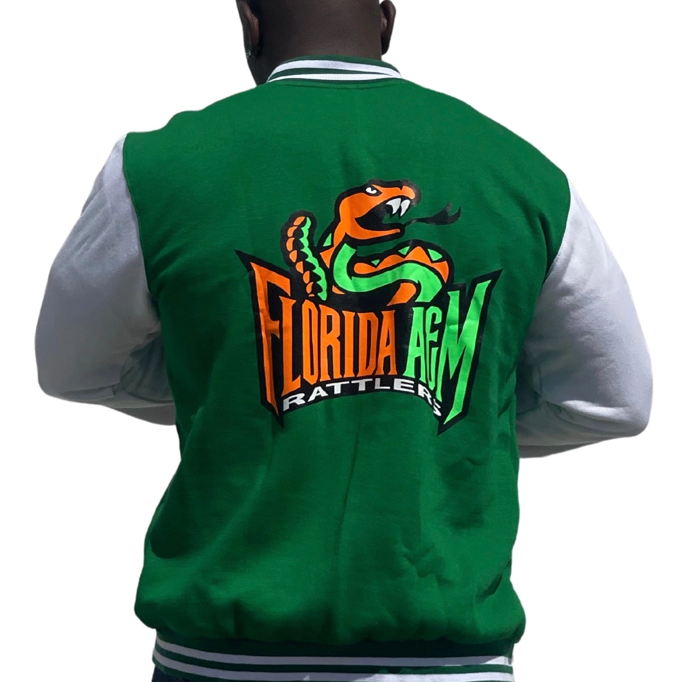 Florida am rattlers vintage ribbed knitted greenwhite jacket