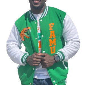 Florida am rattlers vintage ribbed knitted greenwhite wool jacket