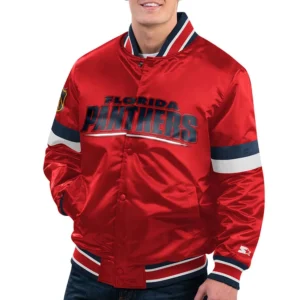 Florida panthers home game satin varsity jacket red 1