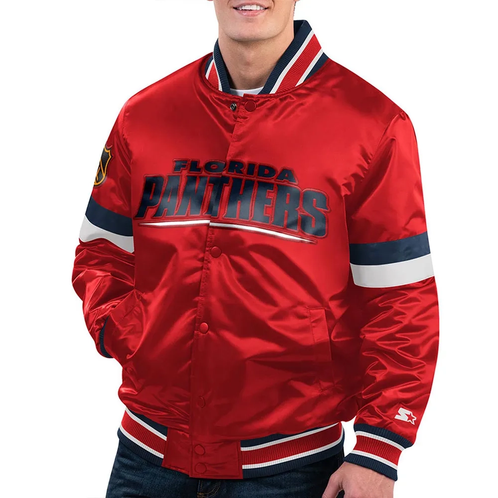 Florida panthers home game satin varsity jacket red 1