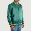 Forest green satin jacket with yellow stripes 5