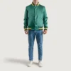 Forest green satin jacket with yellow stripes 7