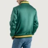 Forest green satin jacket with yellow stripes 8