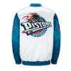 Full snap detroit pistons teal white satin jacket